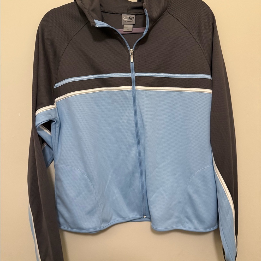 Blue and Black Zip-Up Jacket